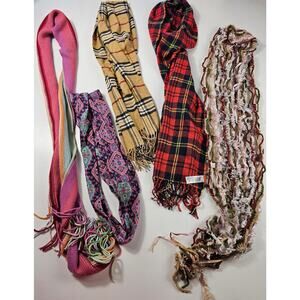 Lot of 5 winter scarves multi colored boho warm colorful one infinity EUC